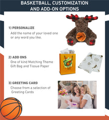 SUPER SOFT PLUSH - PLAID CURLY MOOSE with Basketball Plush