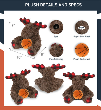 SUPER SOFT PLUSH - PLAID CURLY MOOSE with Basketball Plush