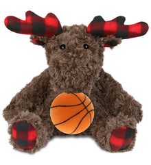 SUPER SOFT PLUSH - PLAID CURLY MOOSE with Basketball Plush