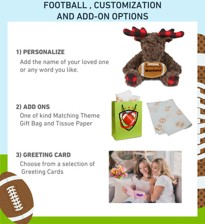 SUPER SOFT PLUSH - PLAID CURLY MOOSE with Football Plush