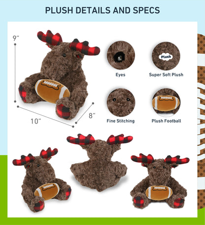 SUPER SOFT PLUSH - PLAID CURLY MOOSE with Football Plush