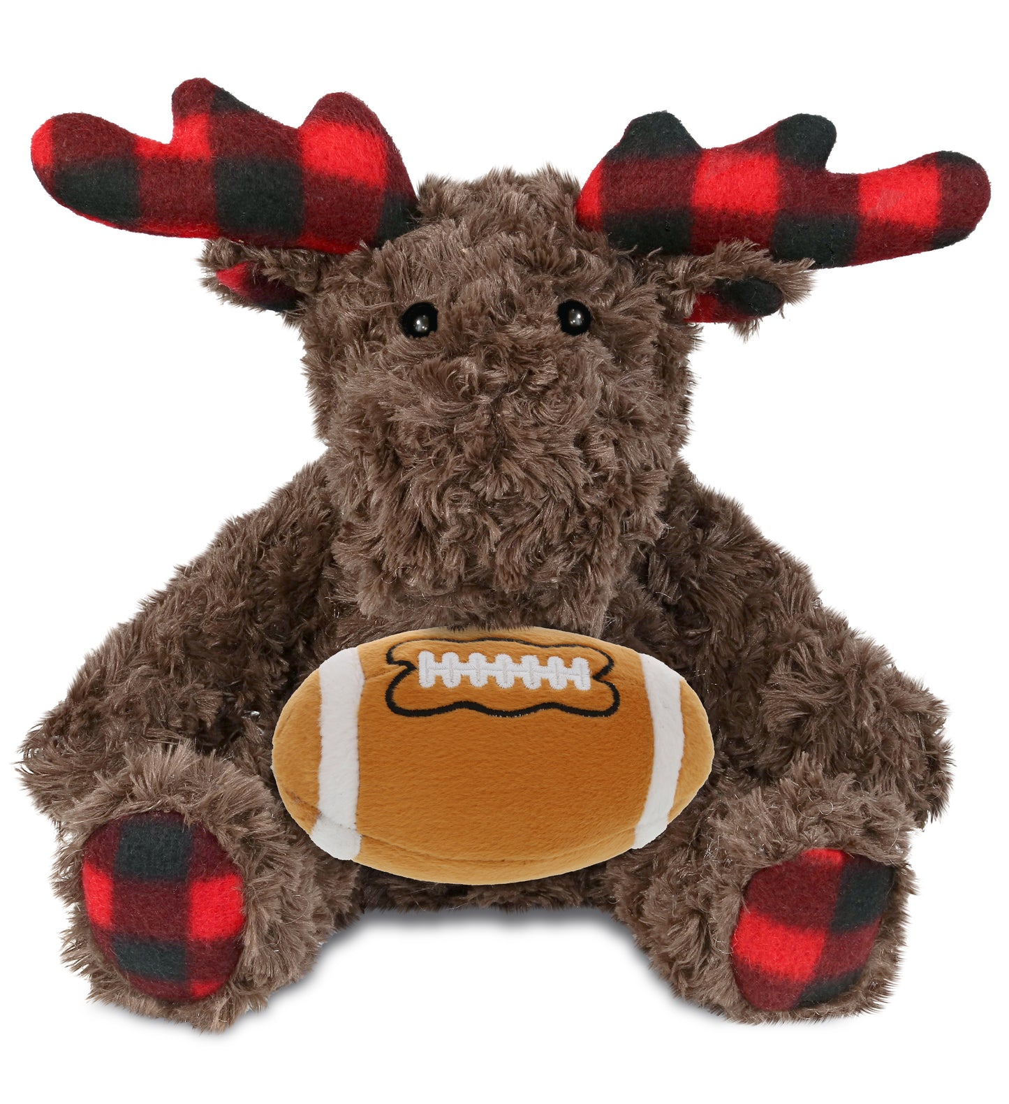 SUPER SOFT PLUSH - PLAID CURLY MOOSE with Football Plush