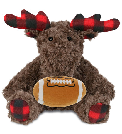 SUPER SOFT PLUSH - PLAID CURLY MOOSE with Football Plush