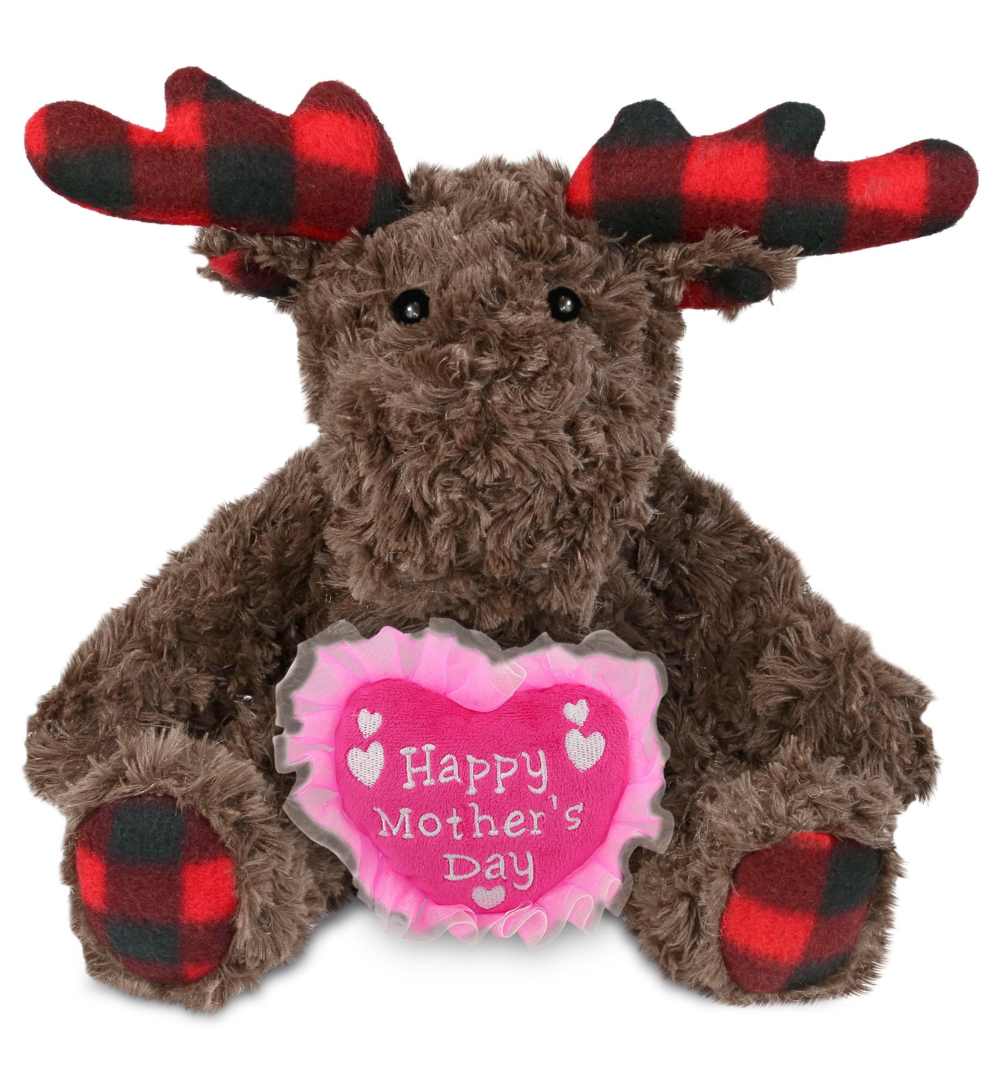 PLUSH MOTHERS DAY HEART - SUPER SOFT PLUSH - PLAID CURLY MOOSE