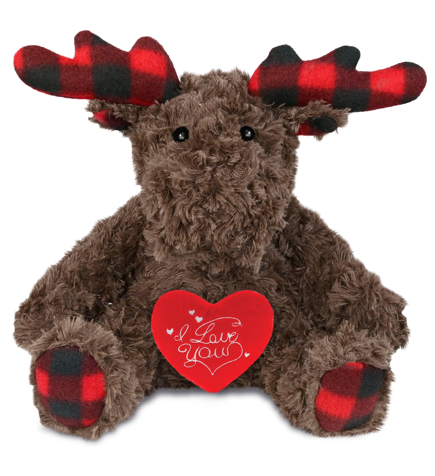 PLUSH I LOVE YOU RED HEART - SUPER SOFT PLUSH - PLAID CURLY MOOSE