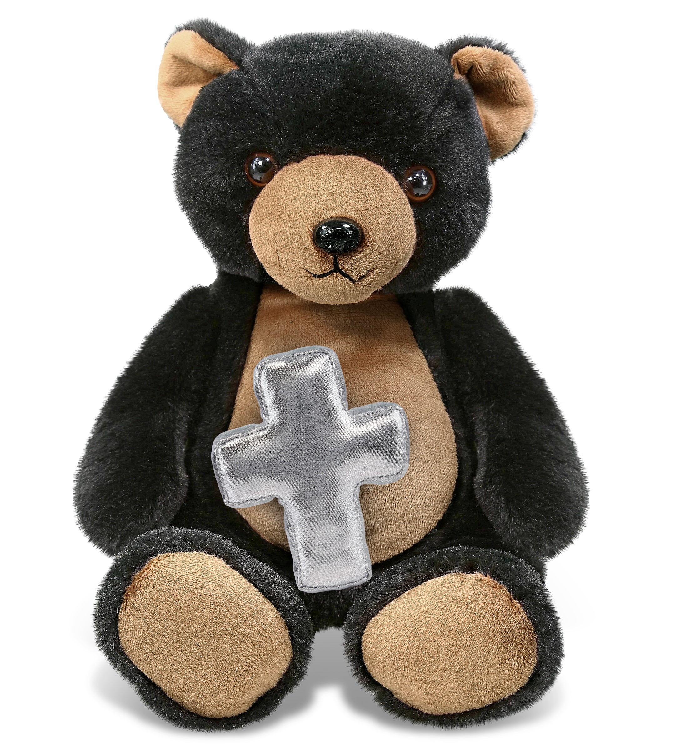 PLUSH CROSS - SUPER-SOFT PLUSH - BLACK BEAR 9"