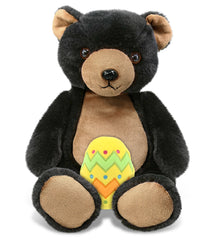 DolliBu Super Soft Cute Black Bear with Yellow Easter Egg Plush - 9 Inches