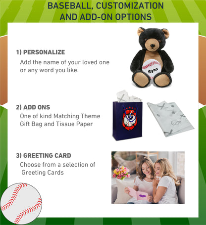 SUPER-SOFT PLUSH - BLACK BEAR 9" WITH BASEBALL PLUSH