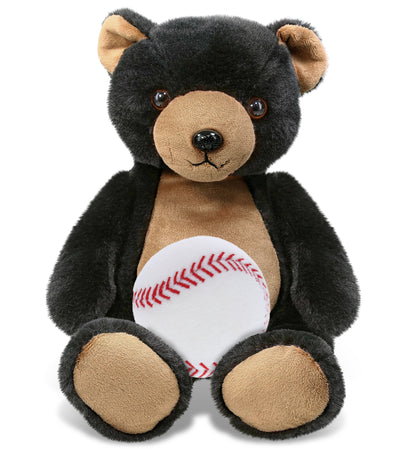 SUPER-SOFT PLUSH - BLACK BEAR 9" WITH BASEBALL PLUSH