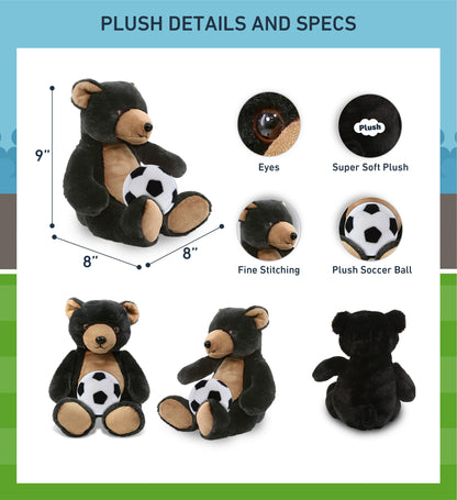 SUPER-SOFT PLUSH - BLACK BEAR 9" WITH SOCCER PLUSH