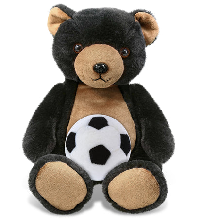 SUPER-SOFT PLUSH - BLACK BEAR 9" WITH SOCCER PLUSH