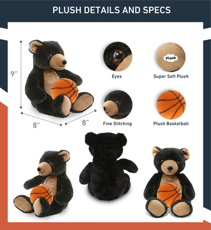 SUPER-SOFT PLUSH - BLACK BEAR 9" WITH BASKETBALL PLUSH