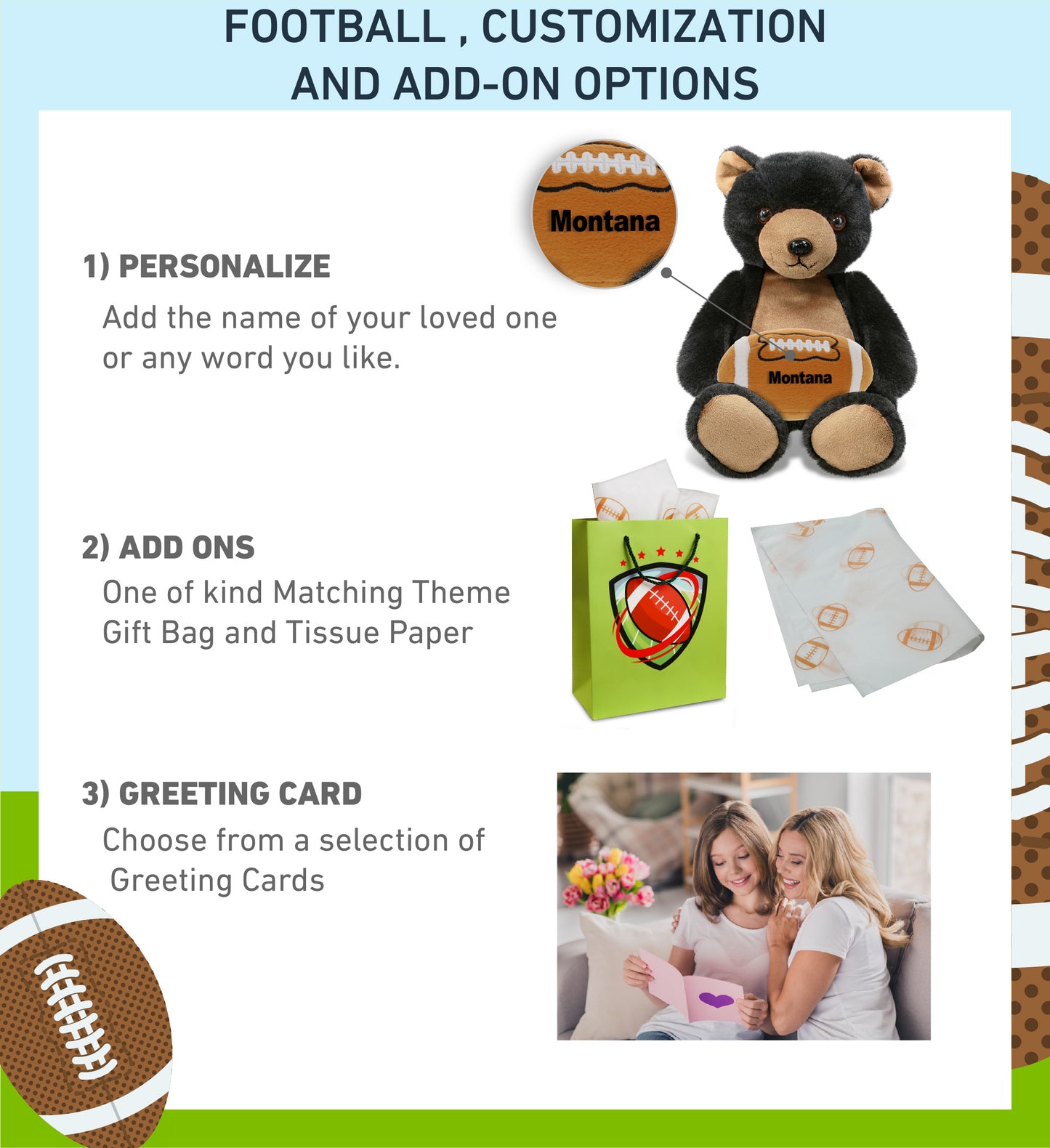 SUPER-SOFT PLUSH - BLACK BEAR 9" WITH FOOTBALL PLUSH