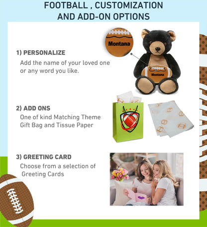 SUPER-SOFT PLUSH - BLACK BEAR 9" WITH FOOTBALL PLUSH