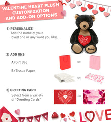 PLUSH I LOVE YOU RED HEART - SUPER-SOFT PLUSH - BLACK BEAR 9"