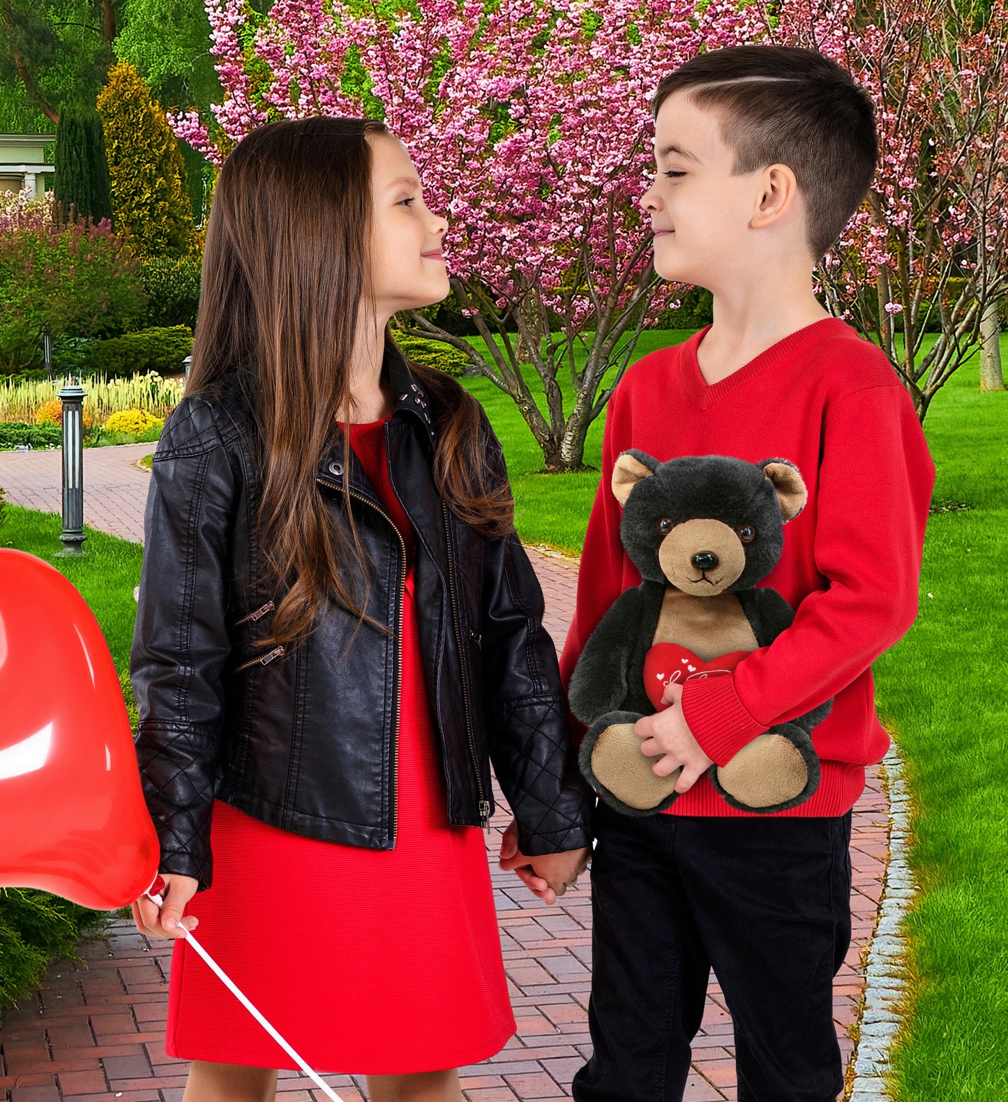 PLUSH I LOVE YOU RED HEART - SUPER-SOFT PLUSH - BLACK BEAR 9"