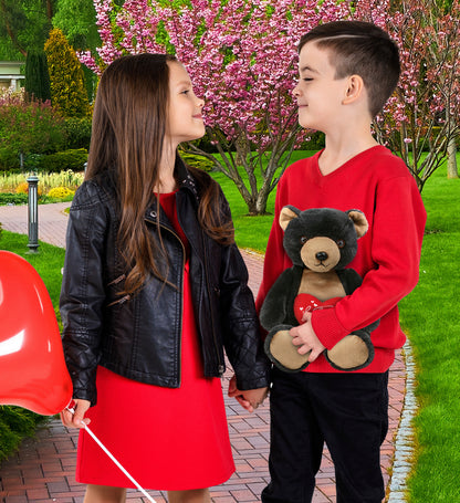 PLUSH I LOVE YOU RED HEART - SUPER-SOFT PLUSH - BLACK BEAR 9"