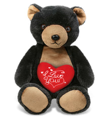 PLUSH I LOVE YOU RED HEART - SUPER-SOFT PLUSH - BLACK BEAR 9"