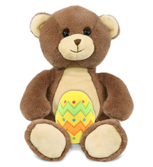 DolliBu Super Soft Cute Brown Bear with Yellow Easter Egg Plush - 10 Inches
