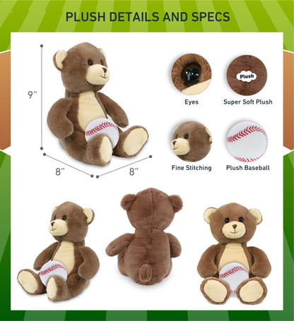 SUPER-SOFT PLUSH - BROWN BEAR 10" WITH BASEBALL PLUSH