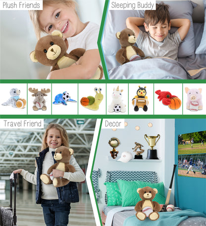 SUPER-SOFT PLUSH - BROWN BEAR 10" WITH BASEBALL PLUSH