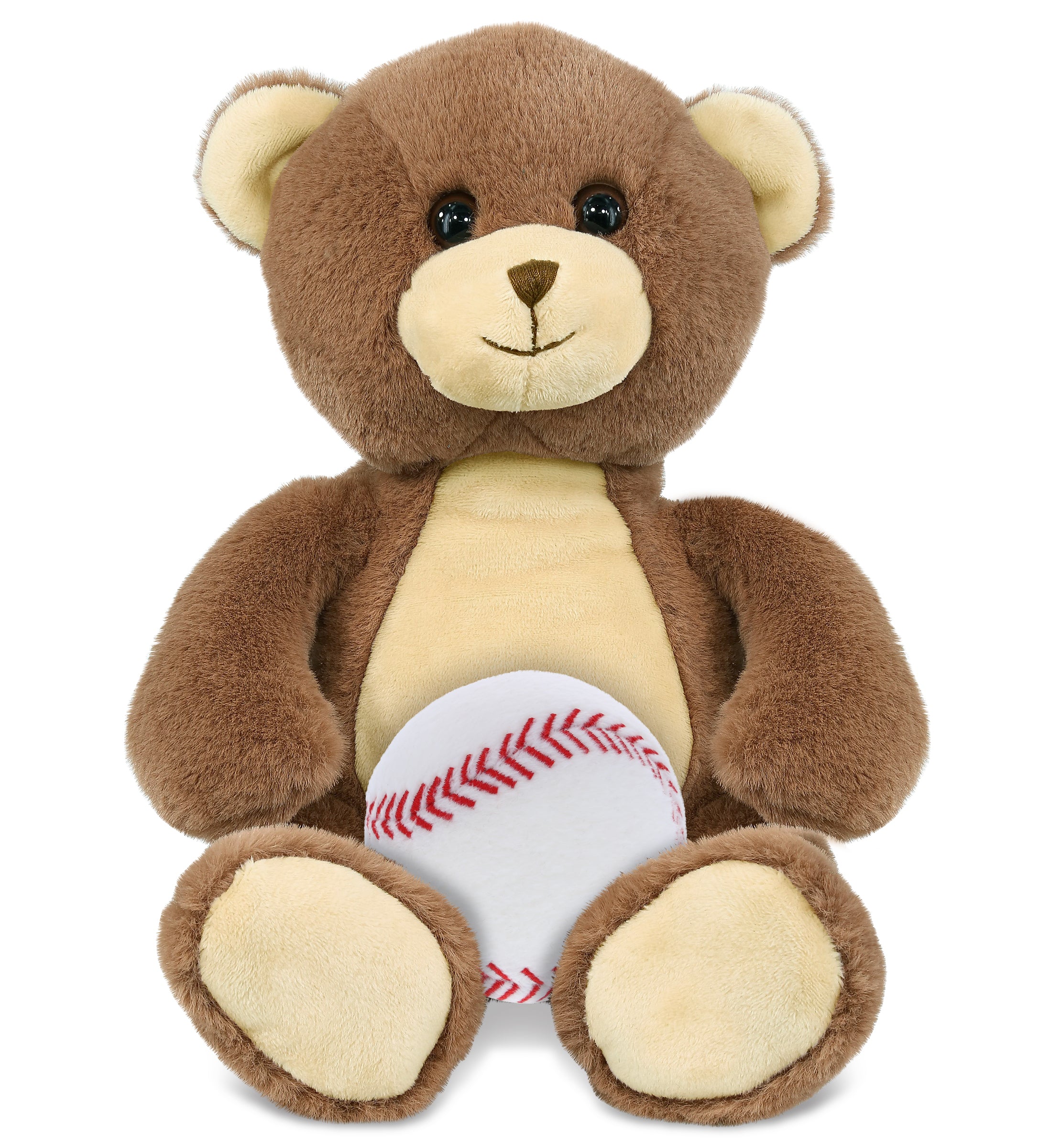 SUPER-SOFT PLUSH - BROWN BEAR 10" WITH BASEBALL PLUSH