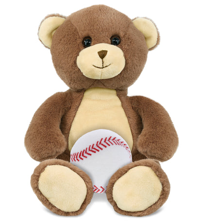 SUPER-SOFT PLUSH - BROWN BEAR 10" WITH BASEBALL PLUSH