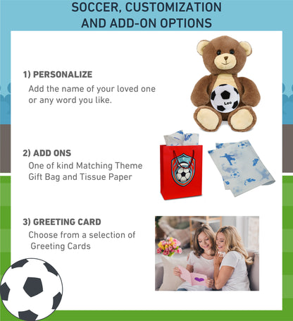 SUPER-SOFT PLUSH - BROWN BEAR 10" WITH SOCCER PLUSH