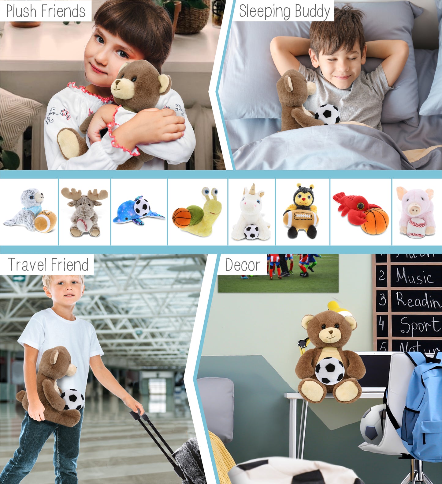 SUPER-SOFT PLUSH - BROWN BEAR 10" WITH SOCCER PLUSH