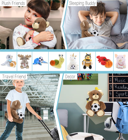 SUPER-SOFT PLUSH - BROWN BEAR 10" WITH SOCCER PLUSH