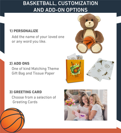 SUPER-SOFT PLUSH - BROWN BEAR 10" WITH BASKETBALL PLUSH