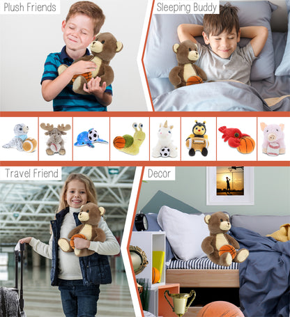 SUPER-SOFT PLUSH - BROWN BEAR 10" WITH BASKETBALL PLUSH