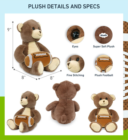 SUPER-SOFT PLUSH - BROWN BEAR 10" WITH FOOTBALL PLUSH