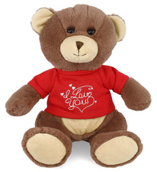 PLUSH I LOVE YOU RED SHIRT- SUPER-SOFT PLUSH - BROWN BEAR 10"