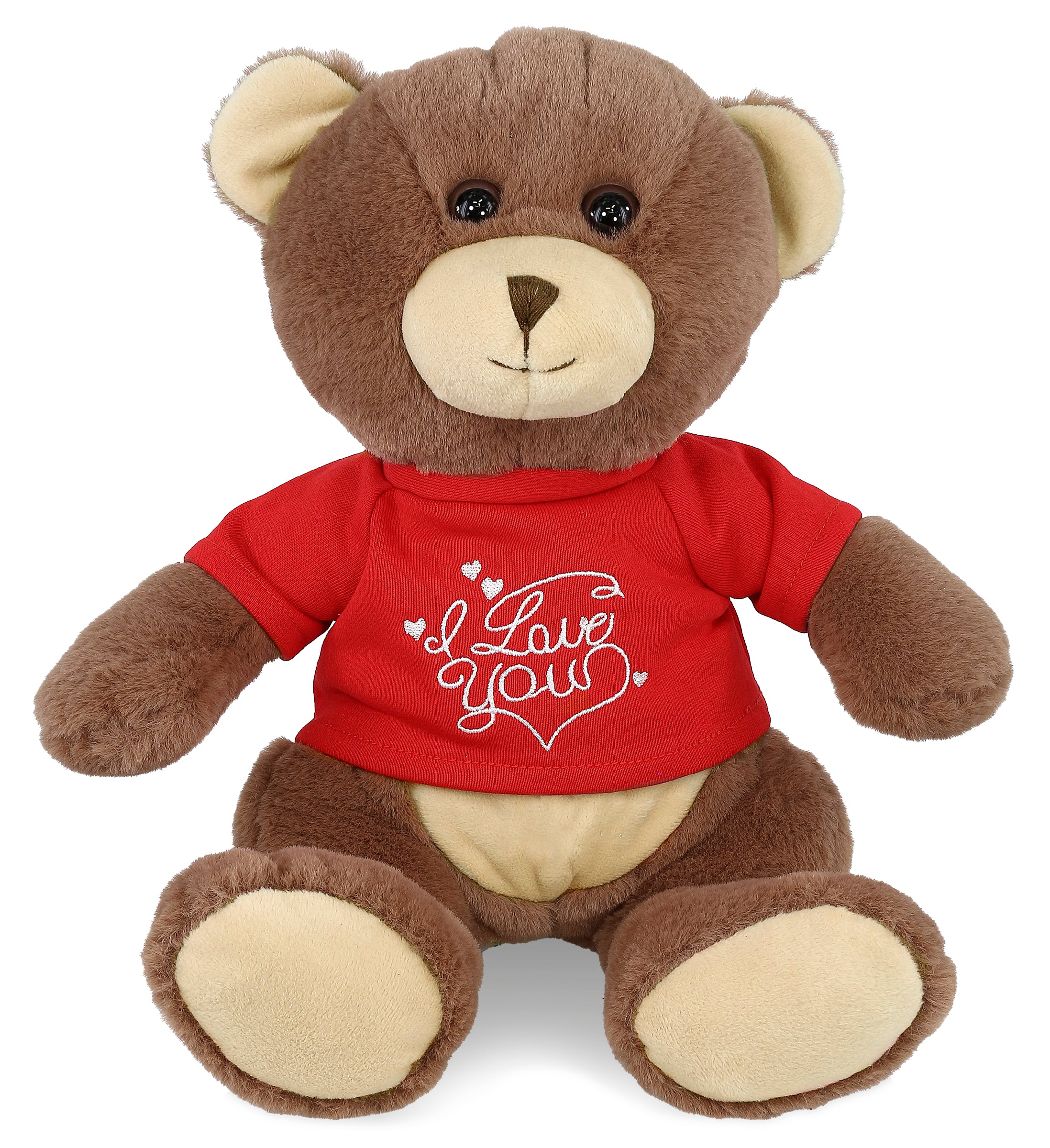 PLUSH I LOVE YOU RED SHIRT- SUPER-SOFT PLUSH - BROWN BEAR 10"