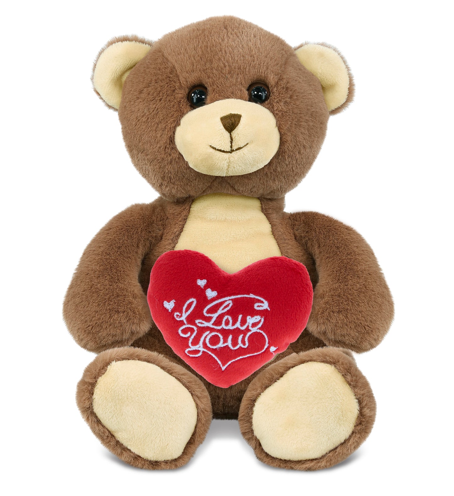 PLUSH I LOVE YOU RED HEART - SUPER-SOFT PLUSH - BROWN BEAR 10"
