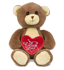 PLUSH I LOVE YOU RED HEART - SUPER-SOFT PLUSH - BROWN BEAR 10"