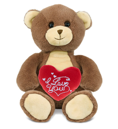 PLUSH I LOVE YOU RED HEART - SUPER-SOFT PLUSH - BROWN BEAR 10"
