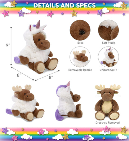 SUPER-SOFT PLUSH - MOOSE 9" WITH UNICORN DRESS UP