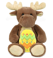 DolliBu Super Soft Cute Moose with Yellow Easter Egg Plush Toy - 9 Inches