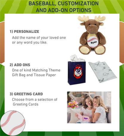 SUPER-SOFT PLUSH - MOOSE 9" WITH BASEBALL PLUSH