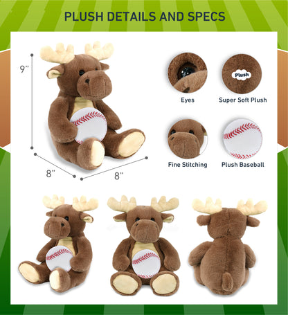 SUPER-SOFT PLUSH - MOOSE 9" WITH BASEBALL PLUSH