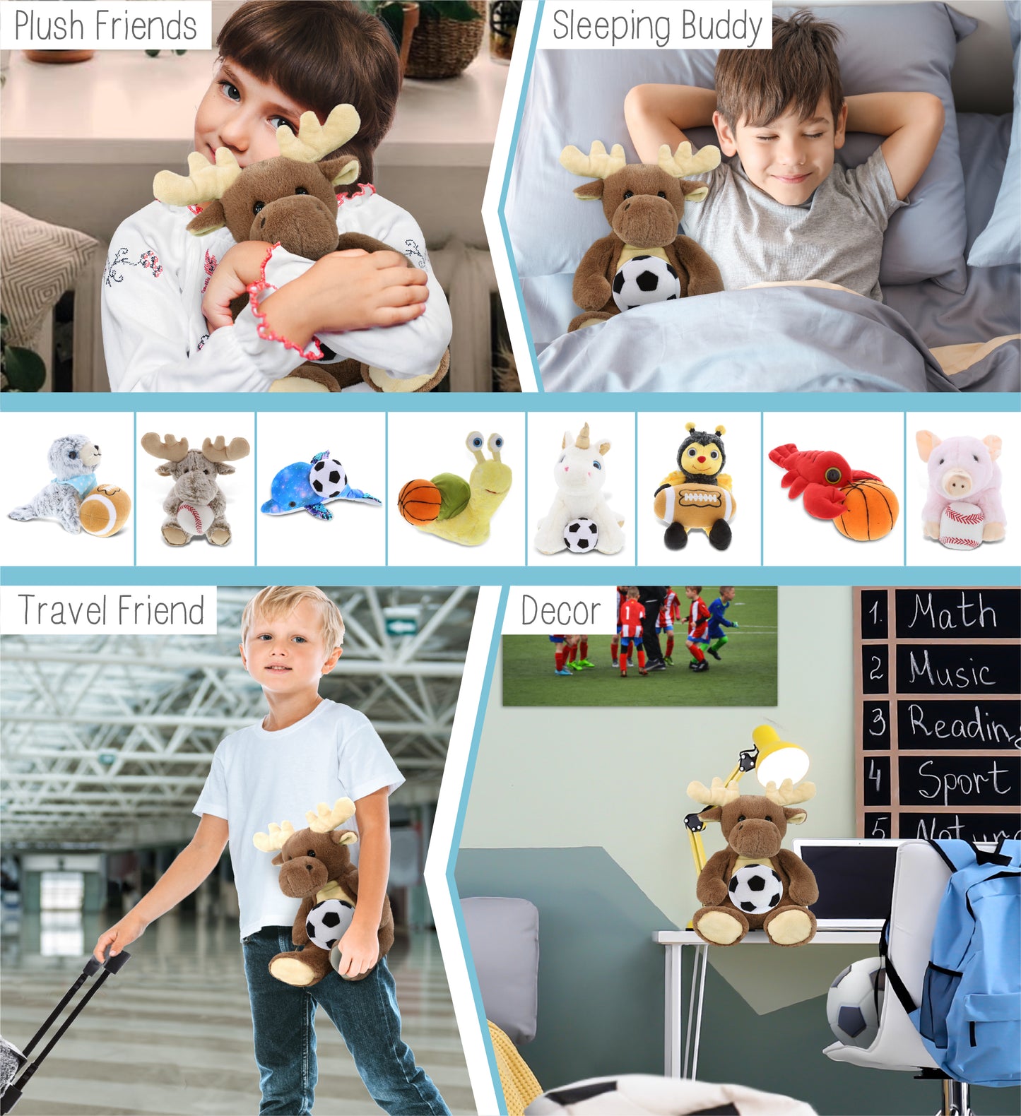 SUPER-SOFT PLUSH - MOOSE 9" WITH SOCCER PLUSH
