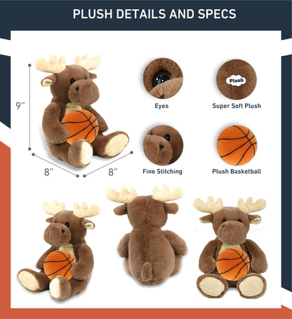 SUPER-SOFT PLUSH - MOOSE 9" WITH BASKETBALL PLUSH