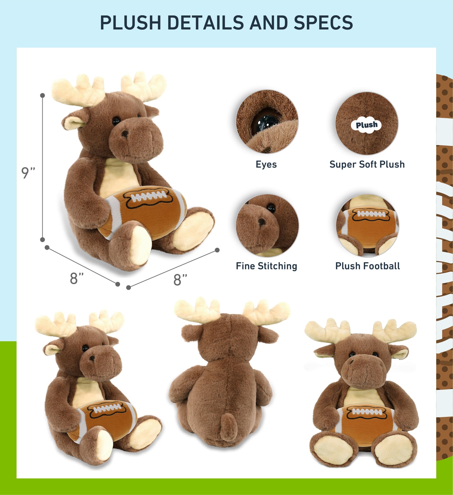 SUPER-SOFT PLUSH - MOOSE 9" WITH FOOTBALL PLUSH