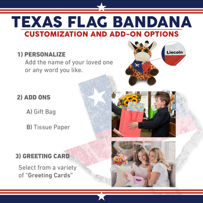BIG EYE 6" PLUSH - GIRAFFE WITH TEXAS FLAG BANDANA