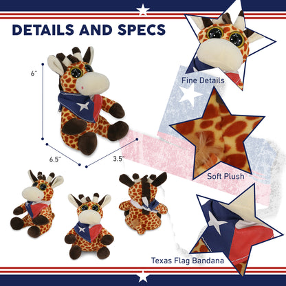BIG EYE 6" PLUSH - GIRAFFE WITH TEXAS FLAG BANDANA