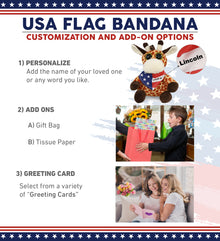 BIG EYE 6" PLUSH - GIRAFFE WITH USA FLAG BANDANA