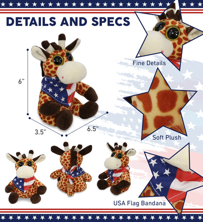 BIG EYE 6" PLUSH - GIRAFFE WITH USA FLAG BANDANA