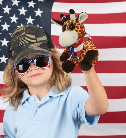 BIG EYE 6" PLUSH - GIRAFFE WITH USA FLAG BANDANA
